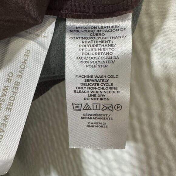 LOFT Women's Faux Leather Brown Pull On Lined Straight Pants With Pockets Sz L - Picture 11 of 11